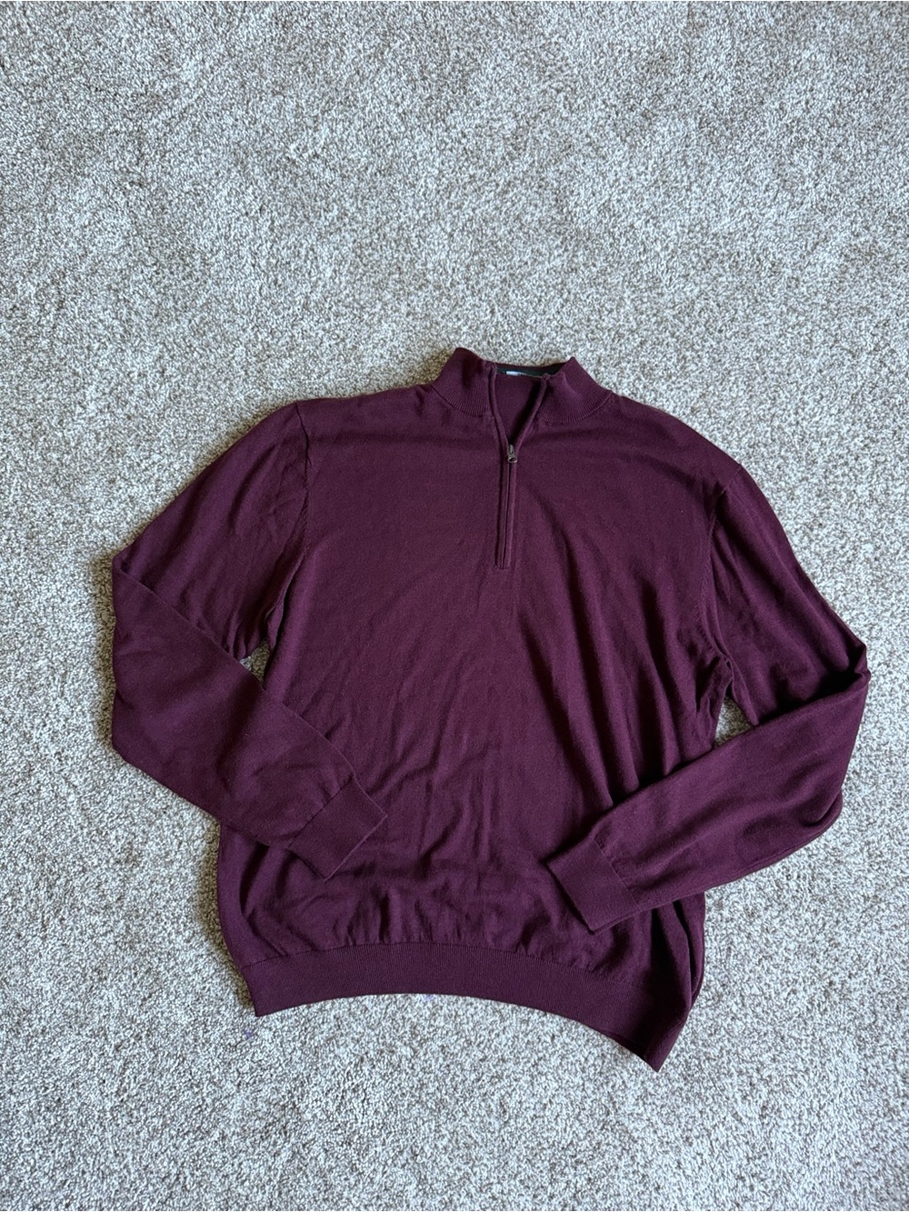 Men’s Silk Cashmere Cotton Blend Burgundy Quarter Zip
